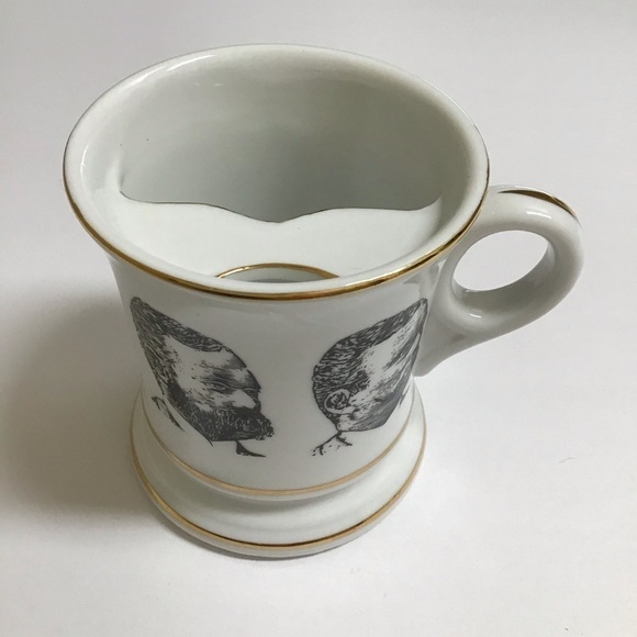 Mustached Men Shaving Mug Knobler Japan Mid Century Barber Razor Brush Vintage - Picture 8 of 13